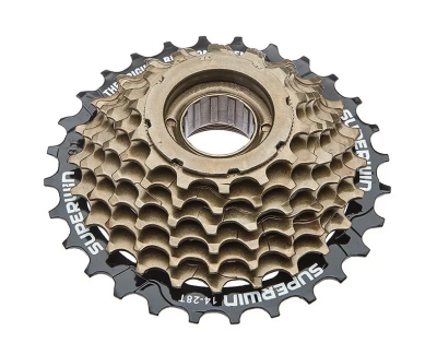 Трещотка  Superwin KW-774 на 7 скоростей, 14-28 зуба, стальная, чёрно-коричневая