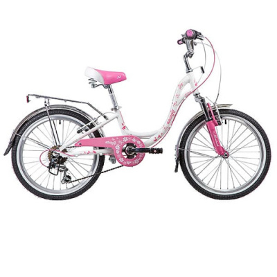 Велосипед NOVATRACK 20", BUTTERFLY ( 122-134 см (7-11 лет) Бело-розовый)