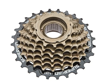 Трещотка  Superwin KW-774 на 7 скоростей, 14-28 зуба, стальная, чёрно-коричневая